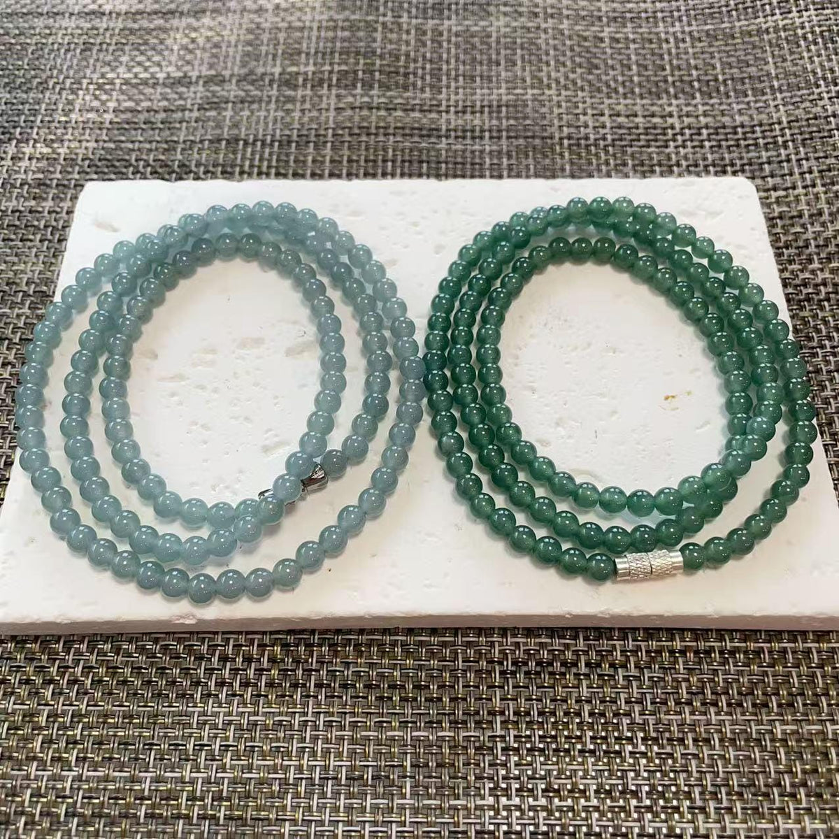 Certified Natural Blue Jadeite Necklace, 5mm Beads 23" Long Chain，Slim Icy Translucent Jadeite Necklace ，Minimalist Jade Gift for Her