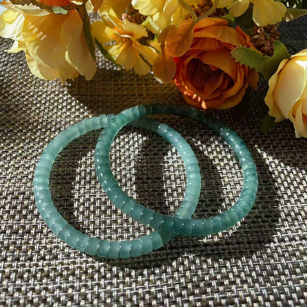 Certified Natural Blue Jadeite Bracelet , Slim Icy Blue Jadeite , 6mm Jadeite Bead Bracelet , Certified Grade A Jade , Minimalist Jewelry