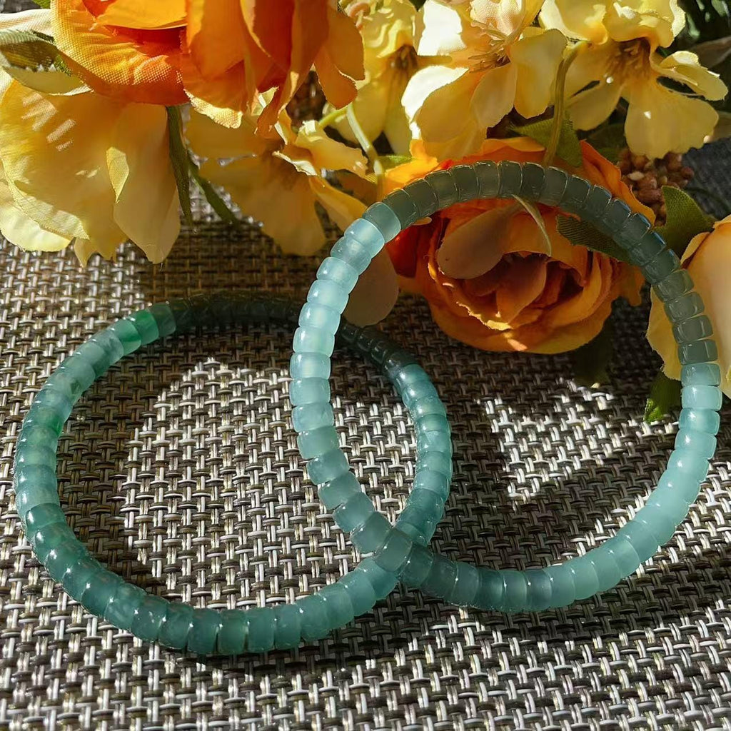 Certified Natural Blue Jadeite Bracelet , Slim Icy Blue Jadeite , 6mm Jadeite Bead Bracelet , Certified Grade A Jade , Minimalist Jewelry