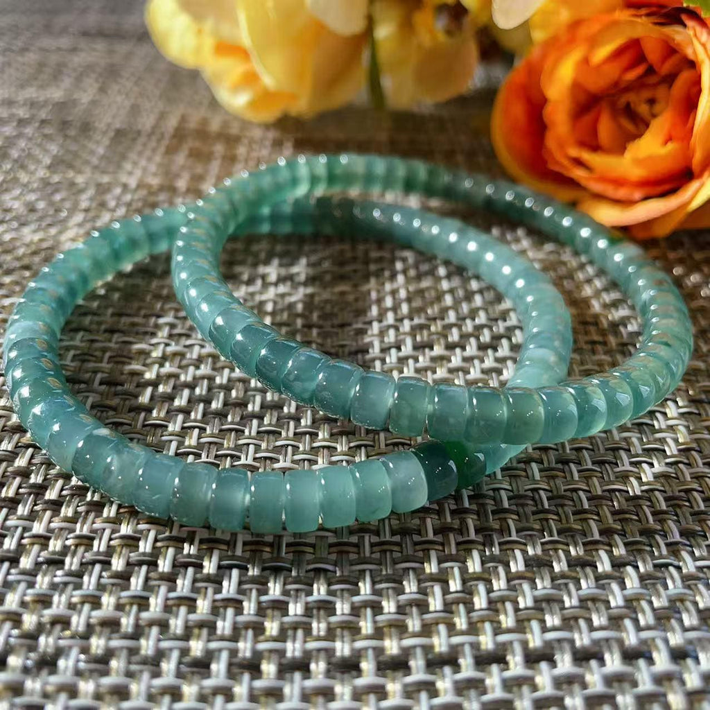 Certified Natural Blue Jadeite Bracelet , Slim Icy Blue Jadeite , 6mm Jadeite Bead Bracelet , Certified Grade A Jade , Minimalist Jewelry