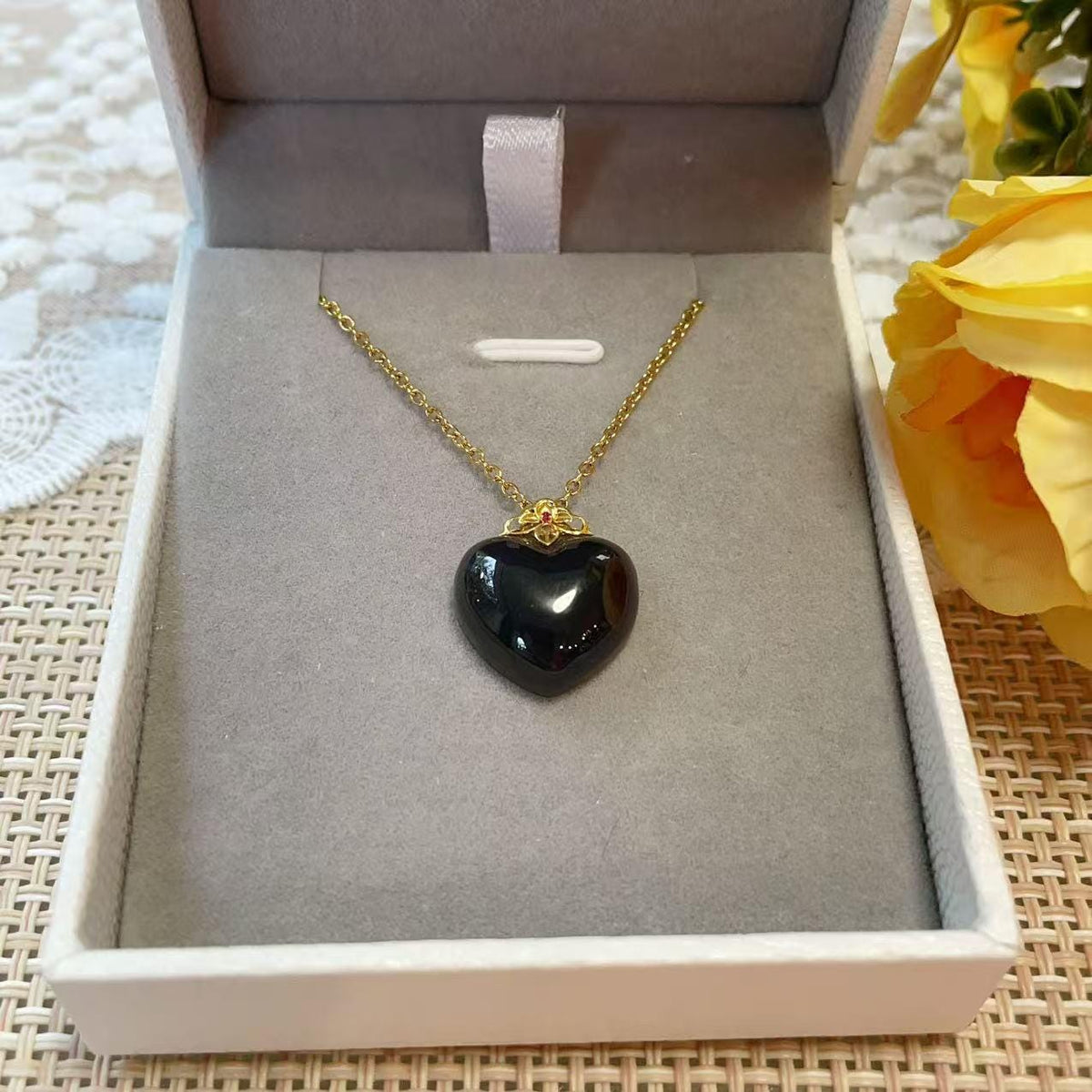 Certified Smoky Lavender Jade Heart Necklace , 18K Gold Jade Pendent Necklace, Real Nephrite Jade, High Grade Jade, Certified Natural Jade
