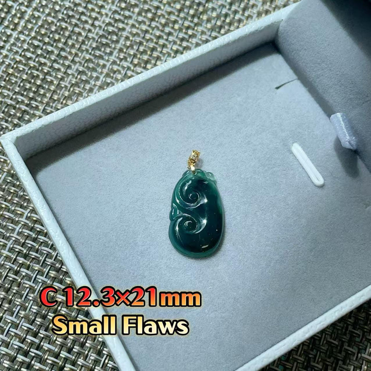 Certified Natural Blue Jadeite Ruyi Pendant(with chain) , Icy Jade Necklace , 18K Gold Bail Pendent, Certified Jadeite, Real Blue Jadeite