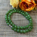 Certified Natural Green Jade Bead Necklace ,8mm Beaded Jade Chain, Nephrite Jade Necklace, 18” Length