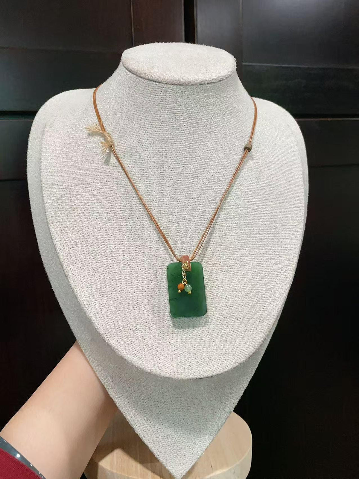 Certified Natural Jade Square Pendant Necklace, Deep Green Jade Pendent , Handmade Natural Nephrite Jade Gift, Minimalist Jade Tag Necklace