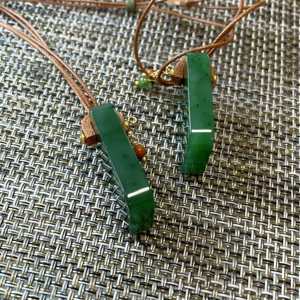 Certified Natural Jade Square Pendant Necklace, Deep Green Jade Pendent , Handmade Natural Nephrite Jade Gift, Minimalist Jade Tag Necklace