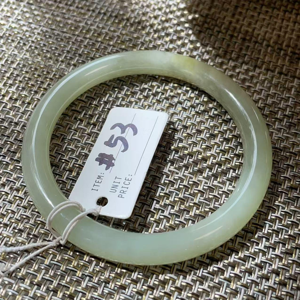 Certified Natural Green Jade Bangle , Iced Lake Green Slim Nephrite Jade Bangle , 53-60mm Size Jade Bangle Bracelet