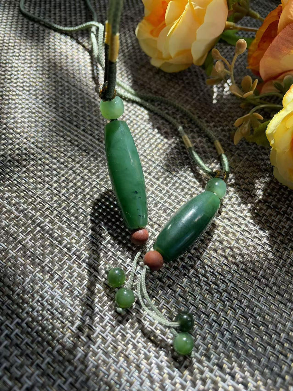 Natural Green Jade Barrel Pendant Necklace | Hand Carved Nephrite Jade Pendant | Adjustable Cord Necklace | Artisan Jade Jewelry