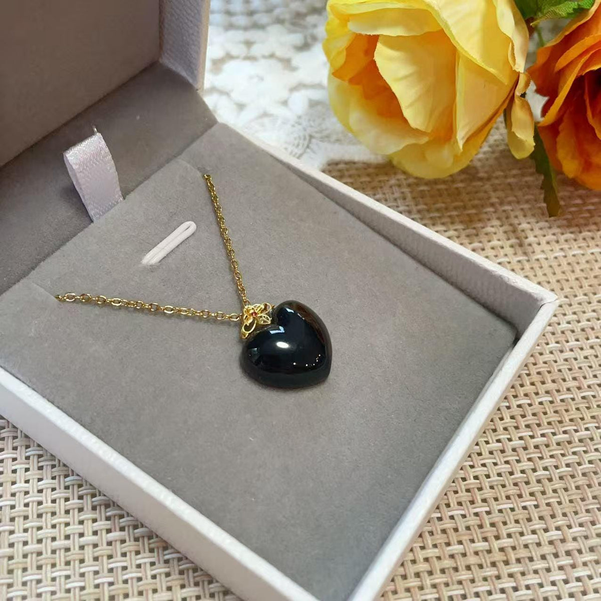 Certified Smoky Lavender Jade Heart Necklace , 18K Gold Jade Pendent Necklace, Real Nephrite Jade, High Grade Jade, Certified Natural Jade