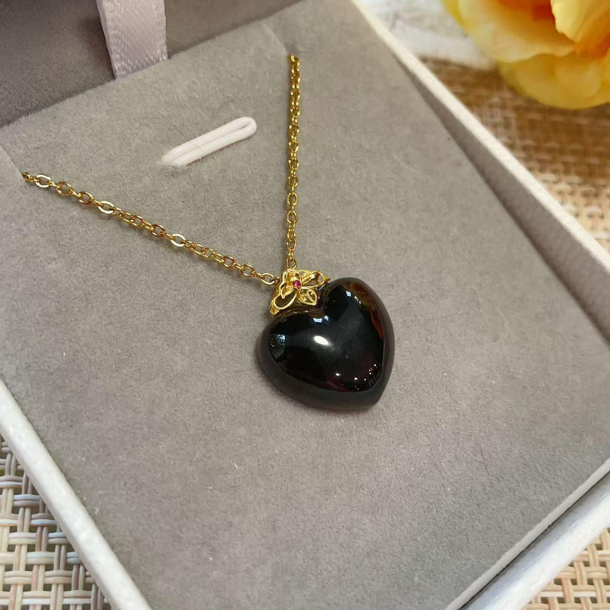 Certified Smoky Lavender Jade Heart Necklace , 18K Gold Jade Pendent Necklace, Real Nephrite Jade, High Grade Jade, Certified Natural Jade