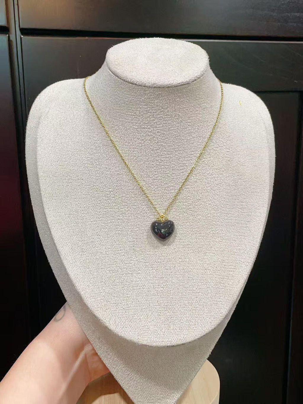 Certified Smoky Lavender Jade Heart Necklace , 18K Gold Jade Pendent Necklace, Real Nephrite Jade, High Grade Jade, Certified Natural Jade