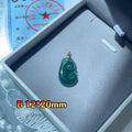 Certified Natural Blue Jadeite Ruyi Pendant(with chain) , Icy Jade Necklace , 18K Gold Bail Pendent, Certified Jadeite, Real Blue Jadeite