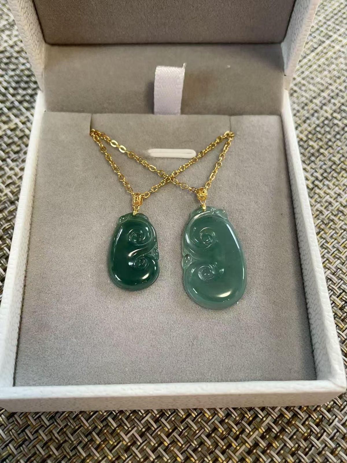 Certified Natural Blue Jadeite Ruyi Pendant(with chain) , Icy Jade Necklace , 18K Gold Bail Pendent, Certified Jadeite, Real Blue Jadeite