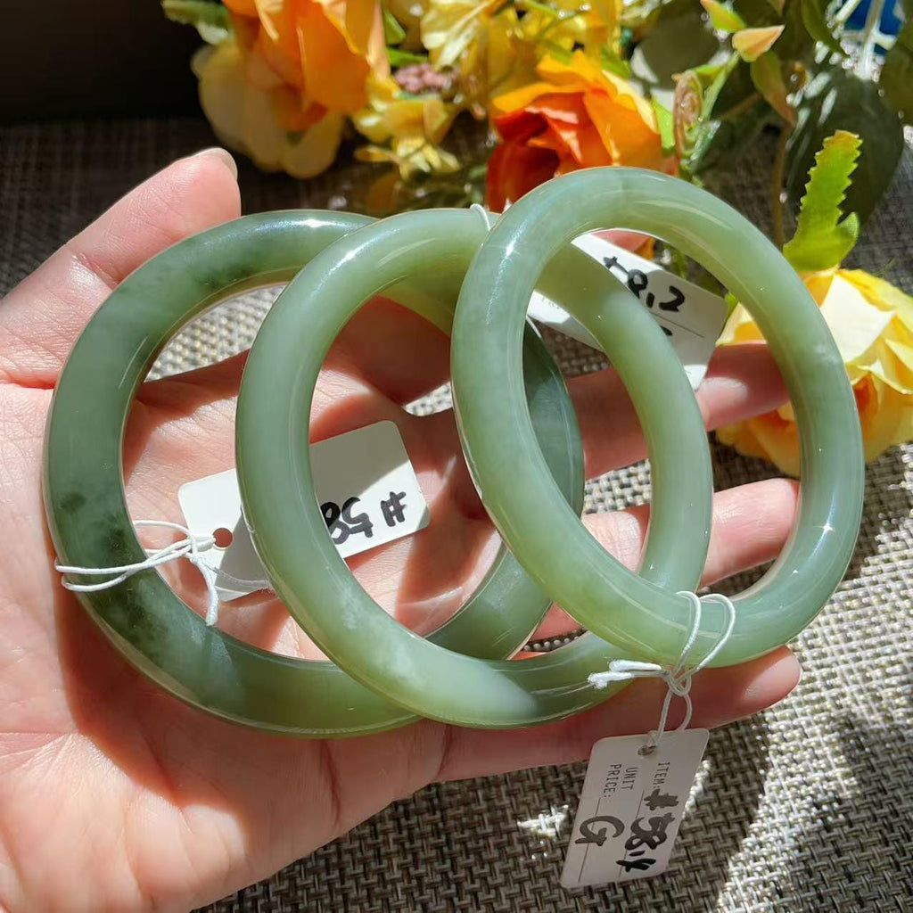 Certified Natural Green Jade Bangle, Lake Green Jade Bracelet, Size 57.5-58.5, Genuine Jade Jewelry, Minimalist Gift for Her