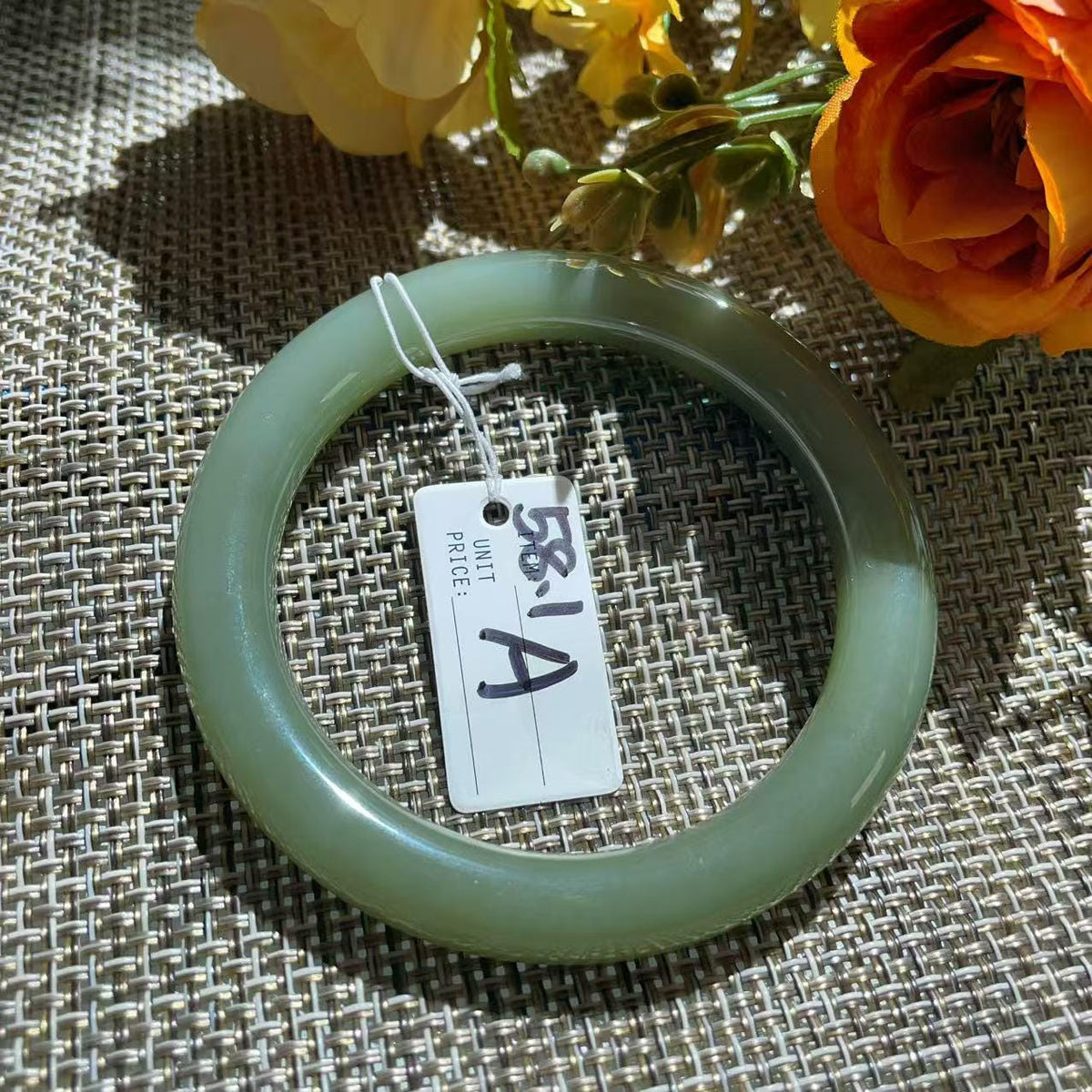Certified Natural Green Jade Bangle, Lake Green Jade Bracelet, Size 57.5-58.5, Genuine Jade Jewelry, Minimalist Gift for Her