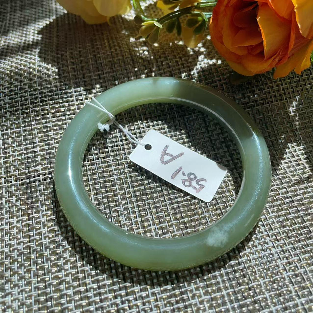 Certified Natural Green Jade Bangle, Lake Green Jade Bracelet, Size 57.5-58.5, Genuine Jade Jewelry, Minimalist Gift for Her