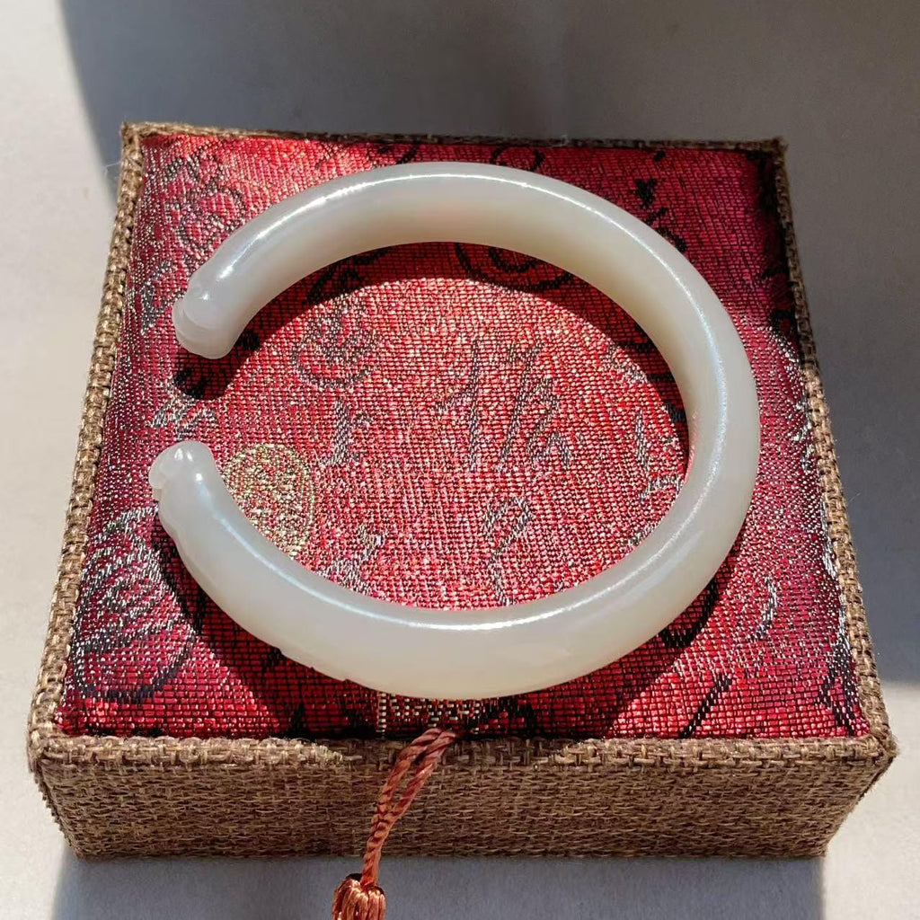 Certified Hand Carved Nephrite Jade Cat Paw Bangle | Lotus Pink Lavender Jade Bracelet Bangle | Natural Jade | 60.5mm Bangle, One of a Kind