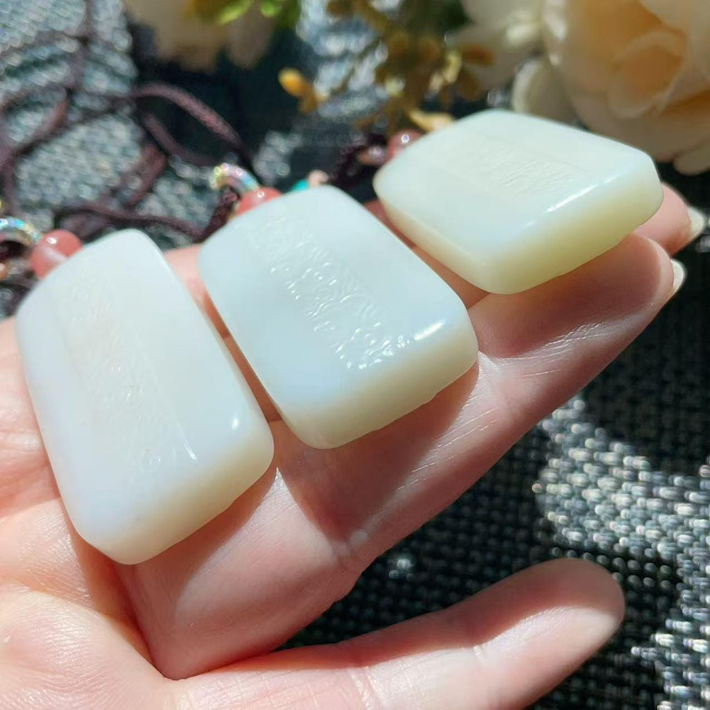 Certified Natural Creamy White Nephrite Jade Pendant | Double-Sided Auspicious Cloud Carving | Certified Jade Amulet Necklace