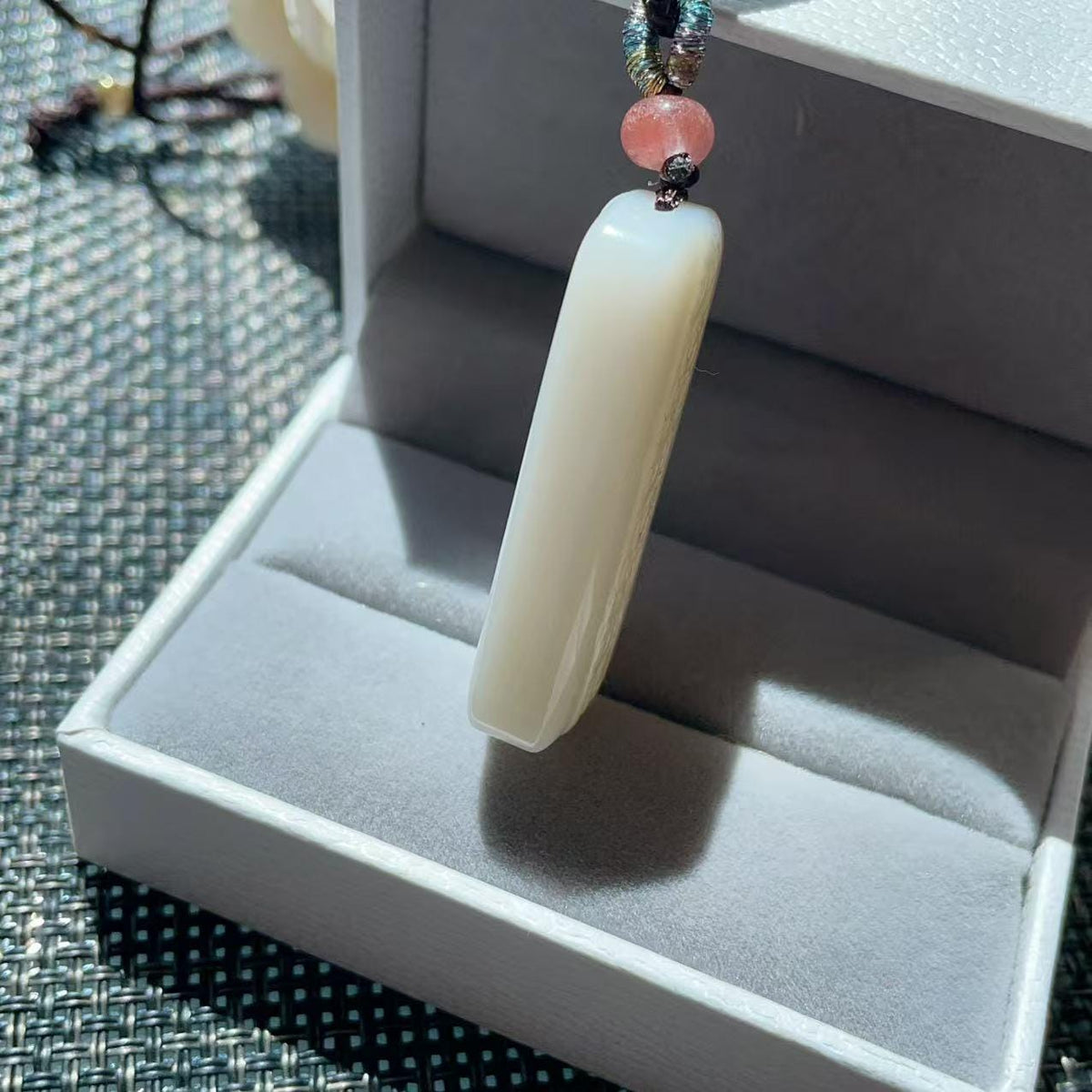 Certified Natural Creamy White Nephrite Jade Pendant | Double-Sided Auspicious Cloud Carving | Certified Jade Amulet Necklace