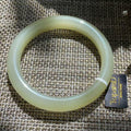 Certified Natural Icy Celadon Nephrite Jade Bangle Bracelet , Translucent Fine Jade Bracelet , 59.3mm Round Jade Bangle , Gift for Her