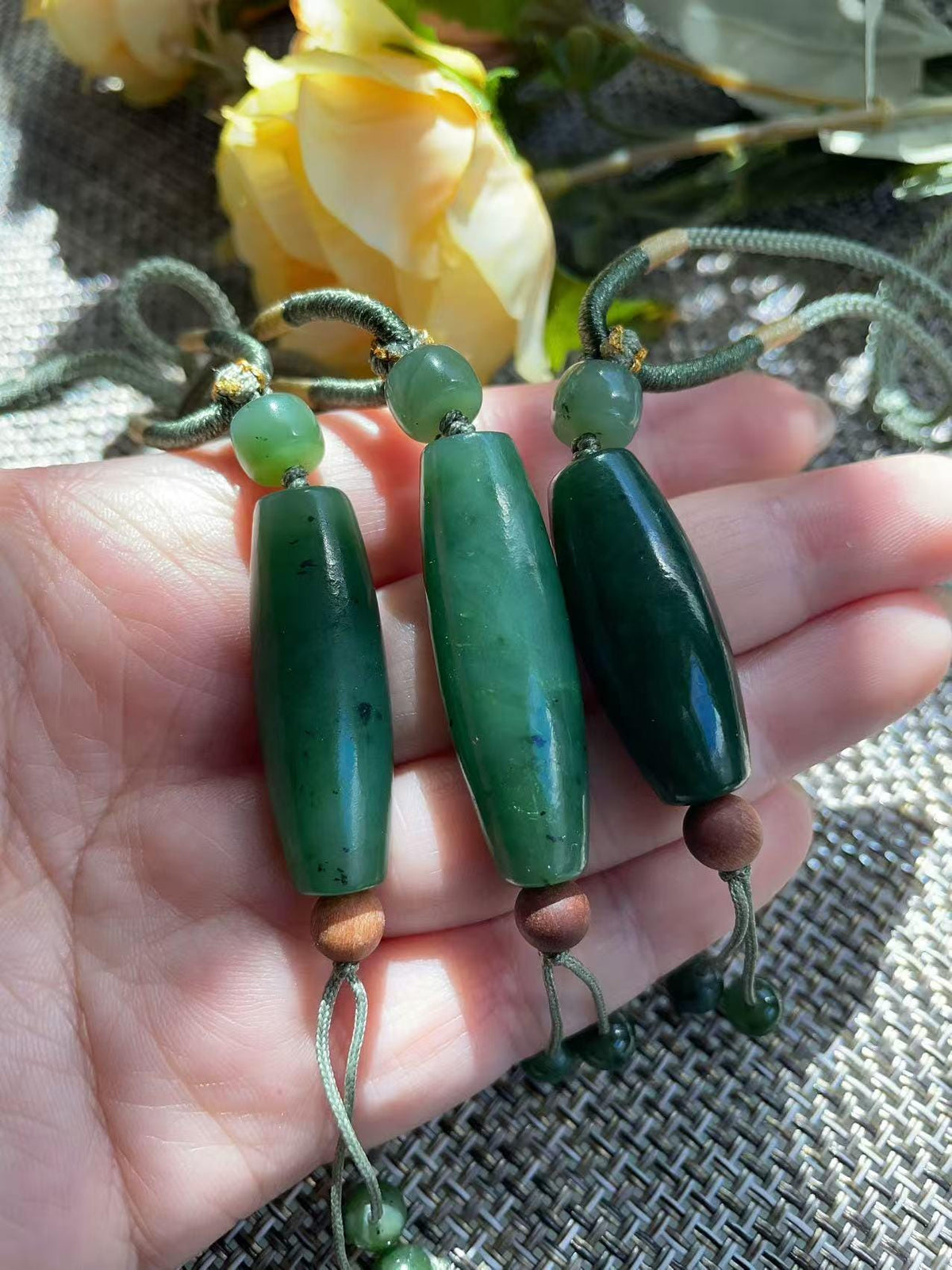 Natural Green Jade Barrel Pendant Necklace | Hand Carved Nephrite Jade Pendant | Adjustable Cord Necklace | Artisan Jade Jewelry
