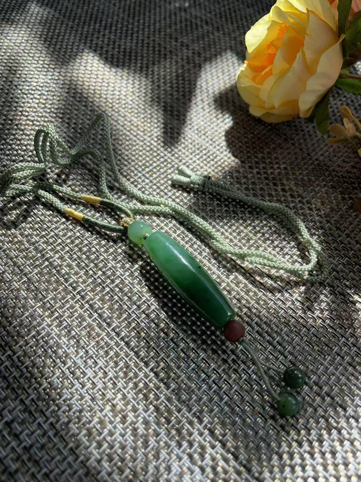 Natural Green Jade Barrel Pendant Necklace | Hand Carved Nephrite Jade Pendant | Adjustable Cord Necklace | Artisan Jade Jewelry