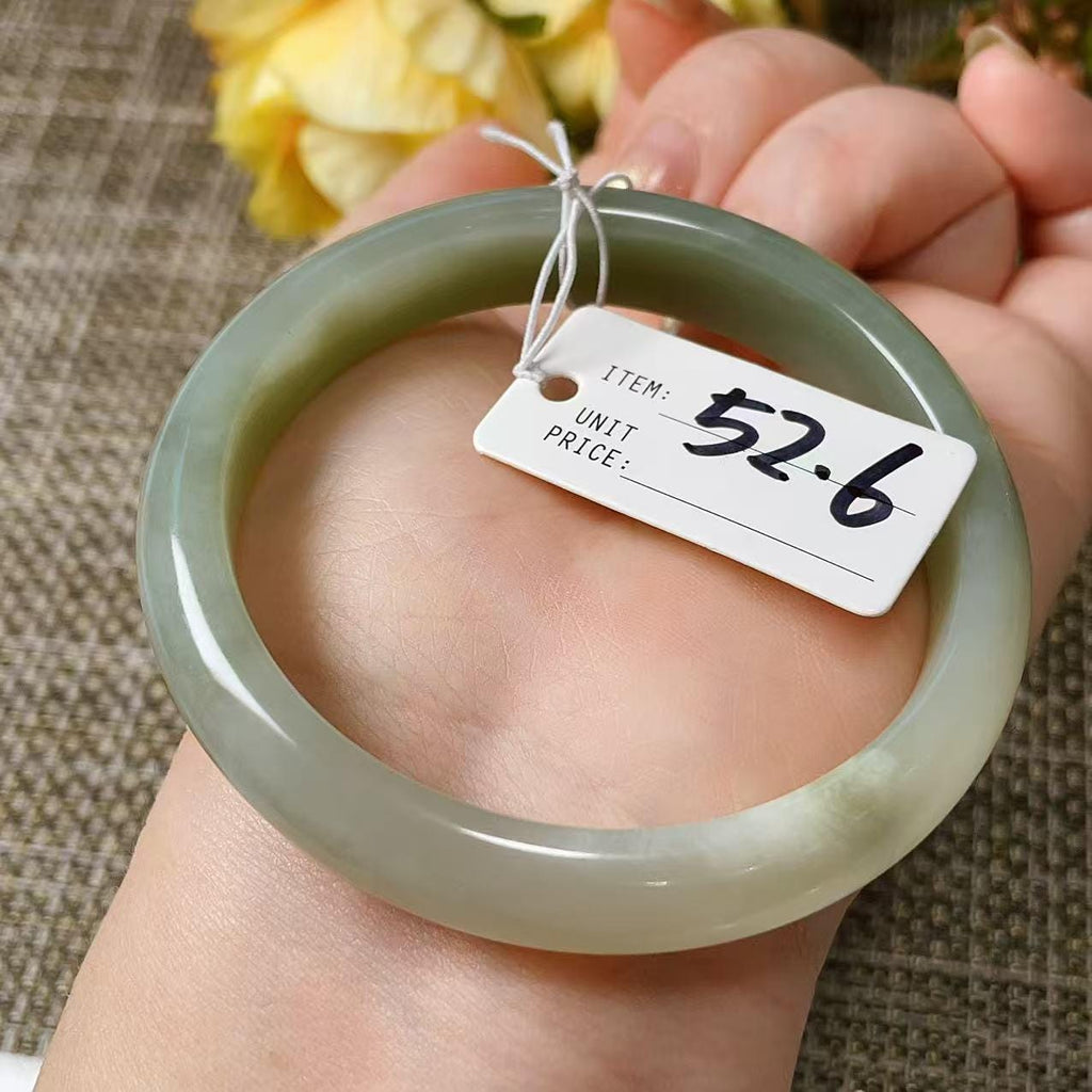 Certified Natural Nephrite Jade Small Size Bangle , Spring Water Green Jade, Bangle Size 51-55, Minimalist Jade Bangle Bracelet, XSmall Size