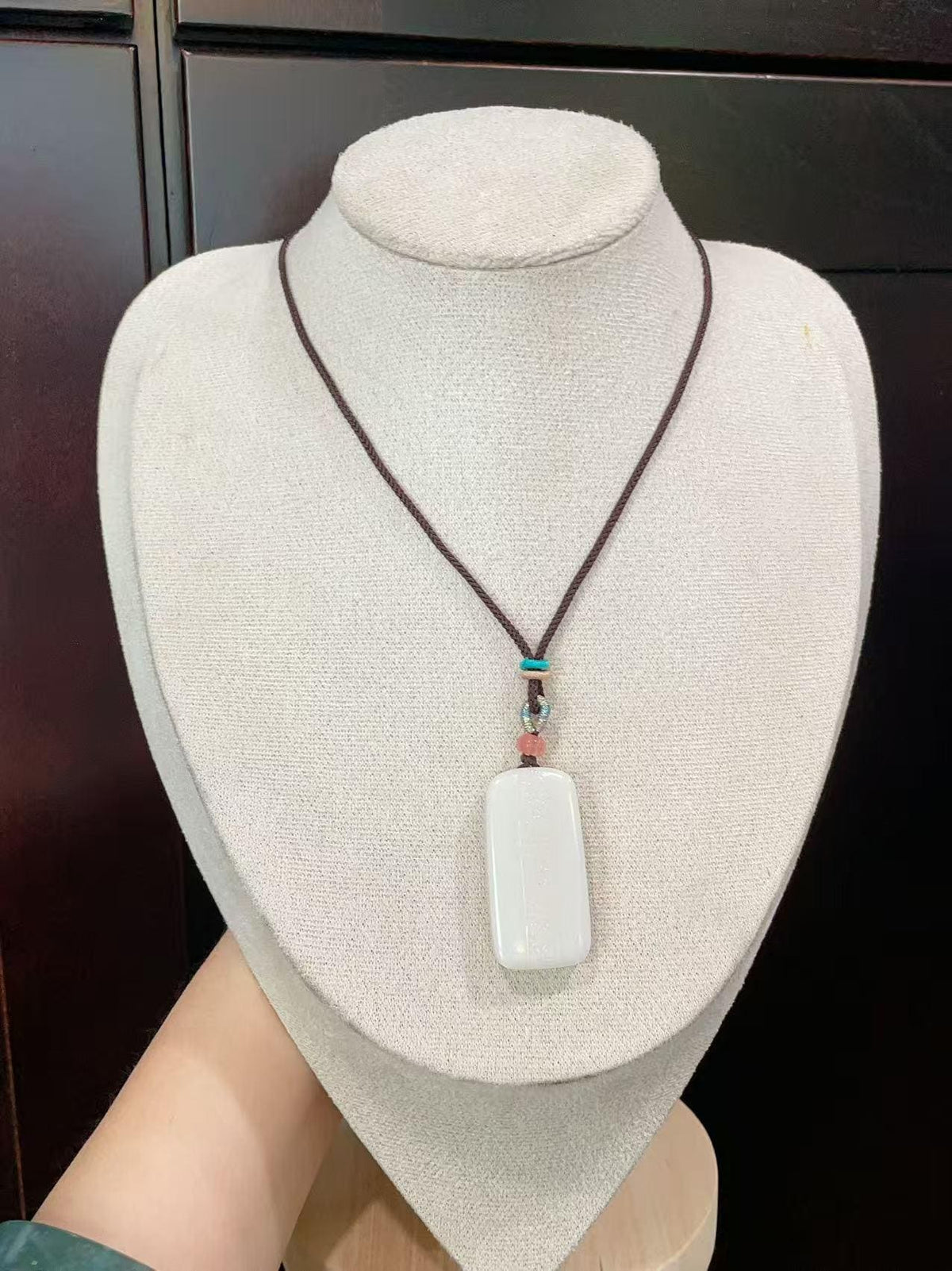Certified Natural Creamy White Nephrite Jade Pendant | Double-Sided Auspicious Cloud Carving | Certified Jade Amulet Necklace