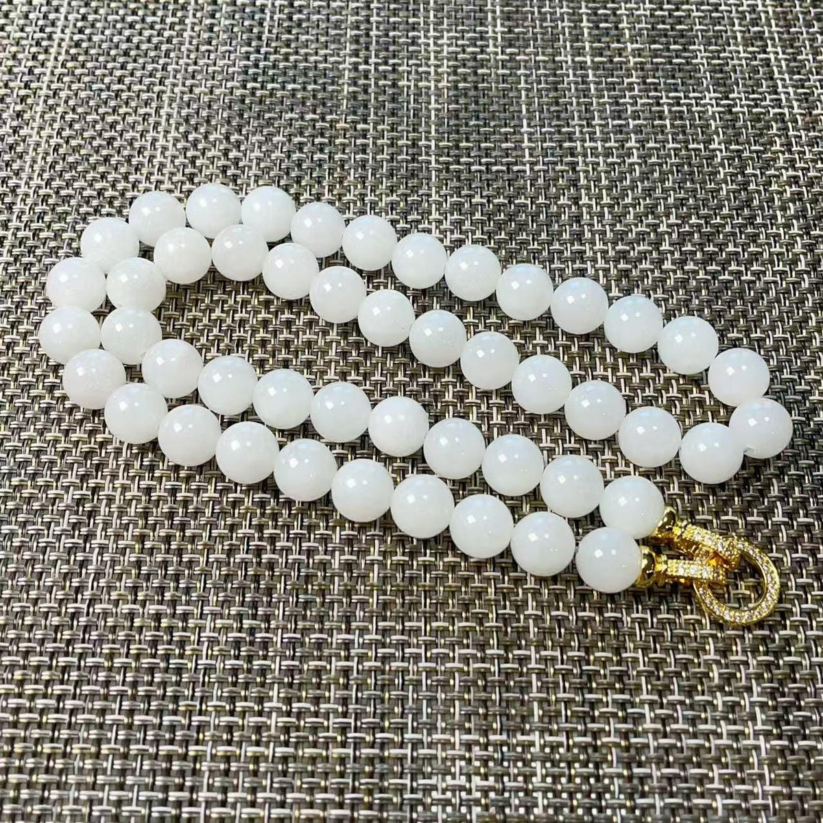 Natural White Jade 10mm Necklace, Creamy White Beaded Jade Necklace, Certified Minimalist Jade Chain, 10mm Nephrite White Jade, Jade Gift