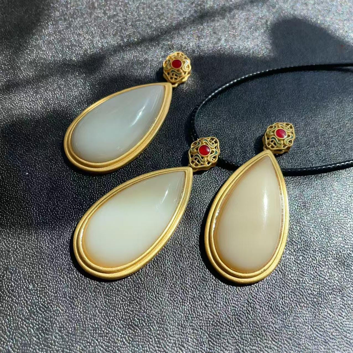 Certified Natural Nephrite Jade Teardrop Pendant Necklace, Cream White Jade, 925 Silver, Handmade Statement Necklace Gift, Real Jade Gift