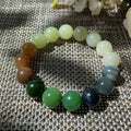 Natural Multicolor Nephrite Jade Beaded Bracelet 12mm | Certified Jade Gemstone Stretch Bracelet | Unisex Lucky Stone Gift