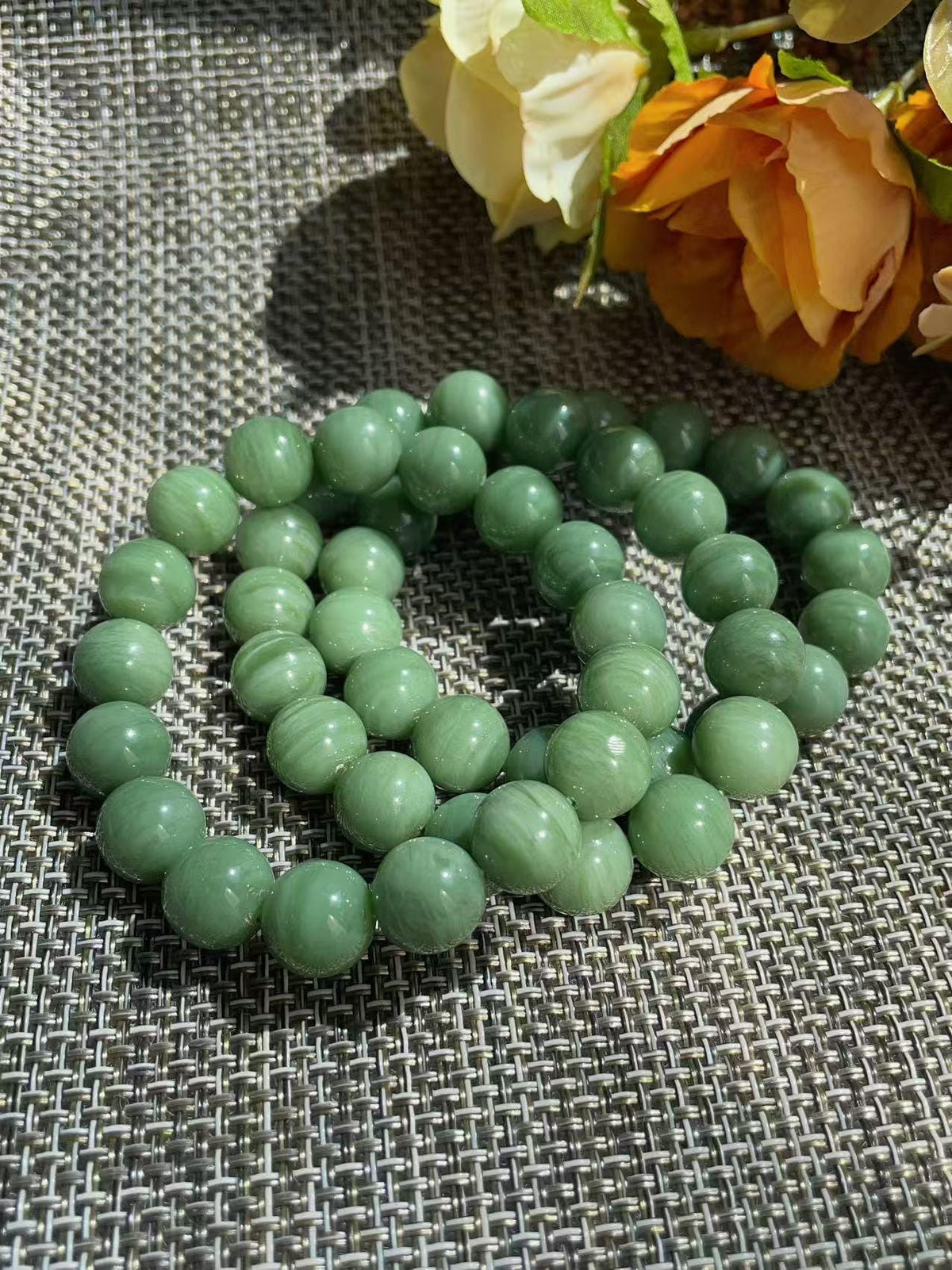 Natural Matcha Green Nephrite Jade Bracelet | 12mm Creamy Green Round Beads | Certified Jade | Unisex Gift