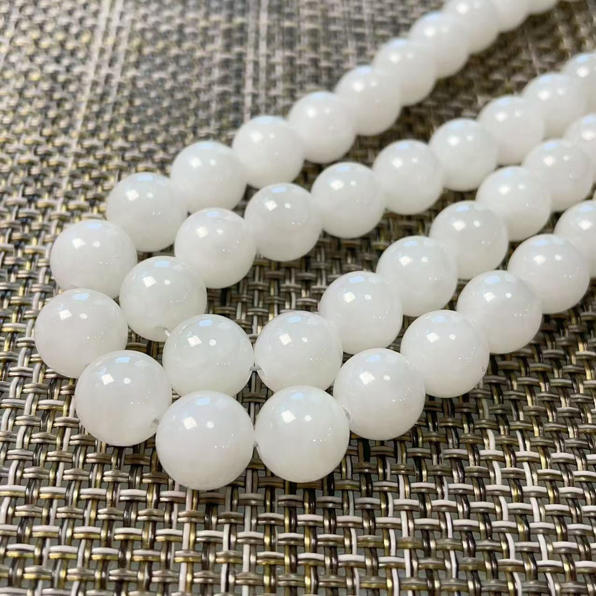 Natural White Jade 10mm Necklace, Creamy White Beaded Jade Necklace, Certified Minimalist Jade Chain, 10mm Nephrite White Jade, Jade Gift