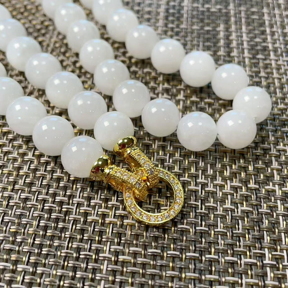 Natural White Jade 10mm Necklace, Creamy White Beaded Jade Necklace, Certified Minimalist Jade Chain, 10mm Nephrite White Jade, Jade Gift