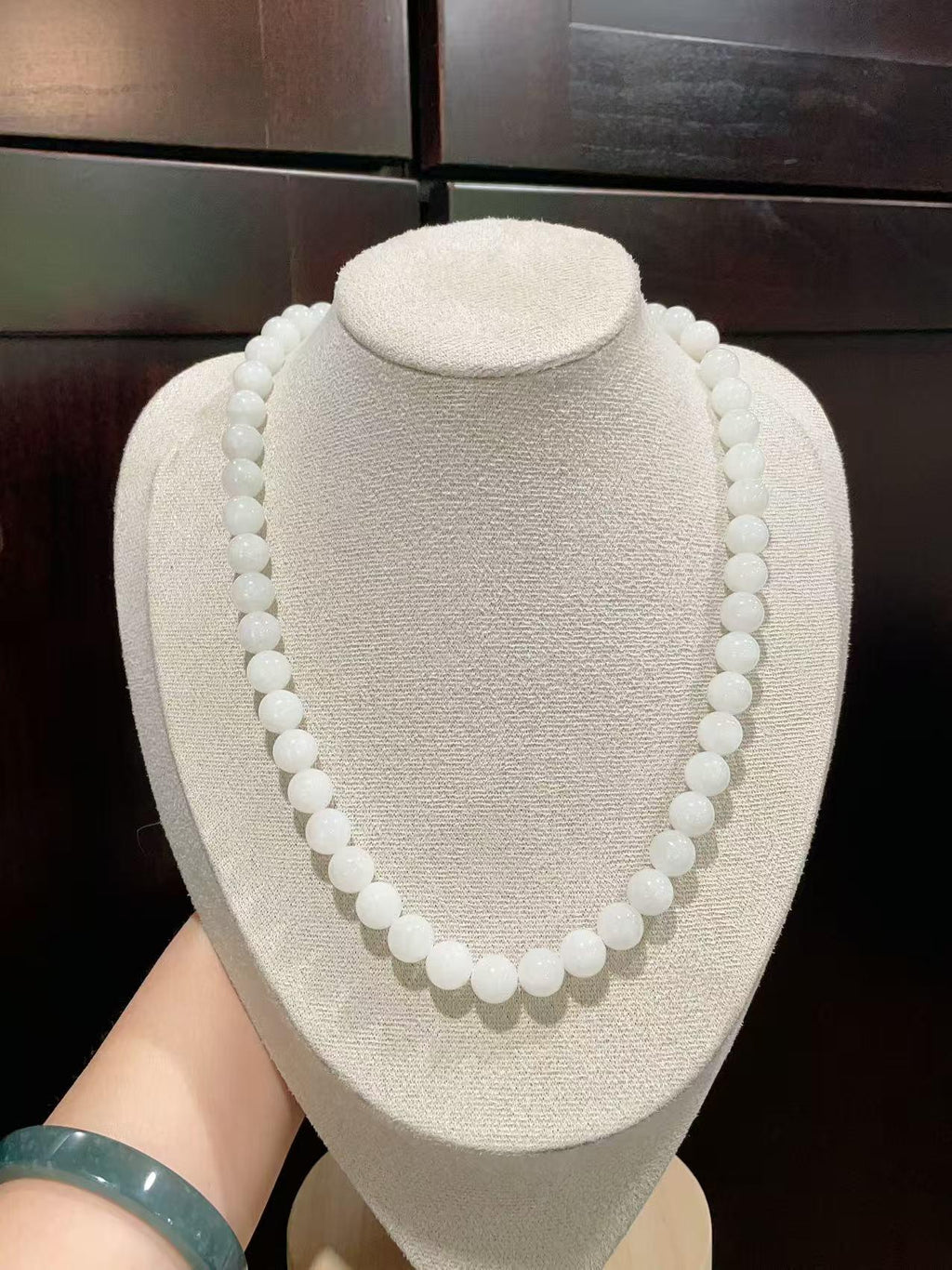 Natural White Jade 10mm Necklace, Creamy White Beaded Jade Necklace, Certified Minimalist Jade Chain, 10mm Nephrite White Jade, Jade Gift
