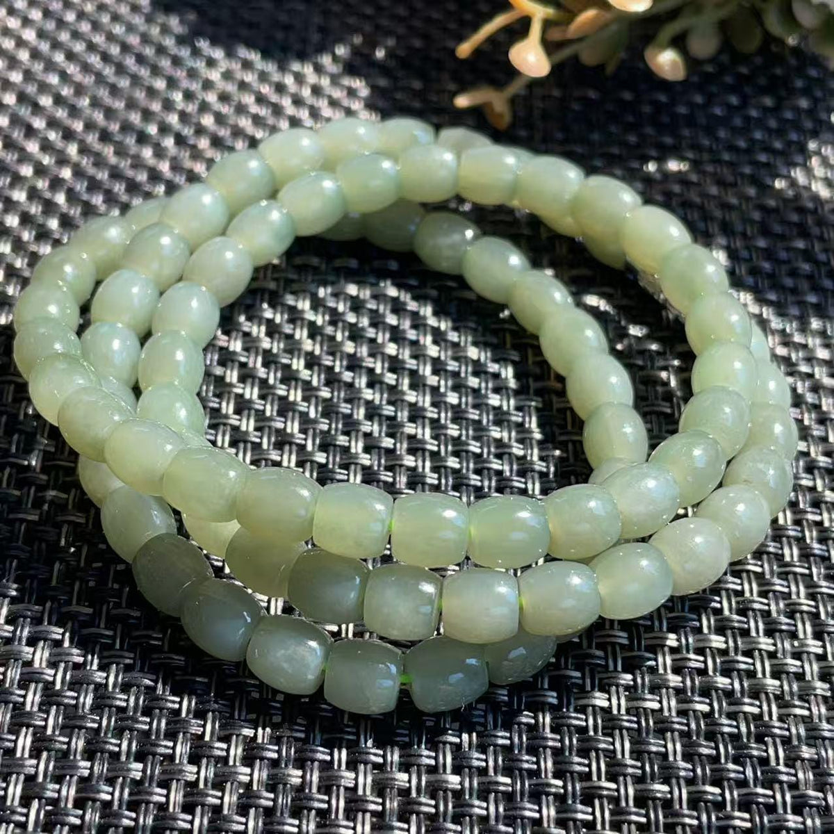 Natural Nephrite Jade Barrel Bead Necklace | Soft Green Jade Beaded Necklace | 18" Handmade Gemstone Necklace | 6mm Jade Beads