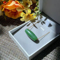 Natural Nephrite Jade Barrel Bead Necklace, Green Jade Tube Pendant, Minimalist 18K Gold Plated Chain, Certified Jade Gift