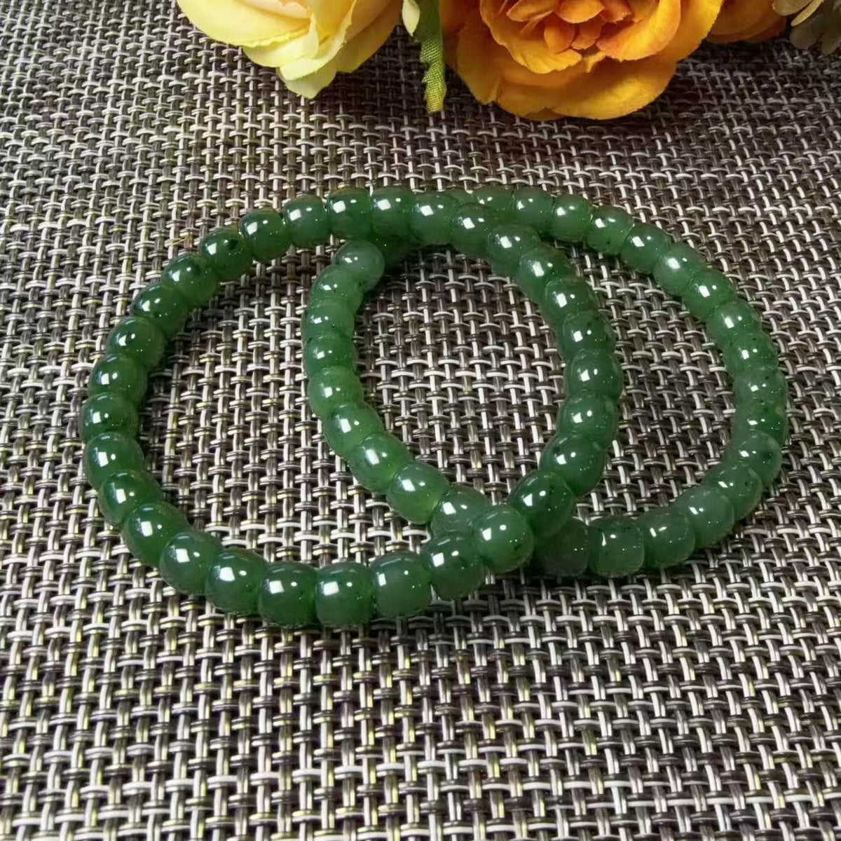 Certified Natural Green Jade Bracelet, 6-7mm Bead Bracelet , Certified Nephrite Jade Jewelry , Minimalist Jade Bracelet