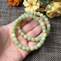 Natural Yellow Jade Barrel Bead Bracelet | Certified Yellow Jade Bracelet | Genuine Jade Stretch Bracelet | Minimalist Everyday Jewelry