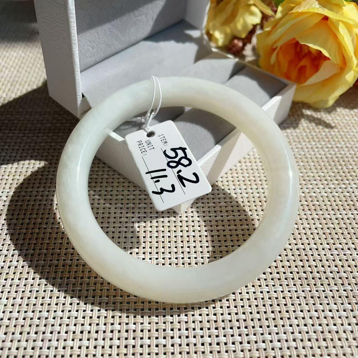 Certified Natural Creamy White Jade Bangle Bracelet | Nephrite White Jade Bangle | 57-58.5mm Jade Bangle, Gift for Her, One of a Kind