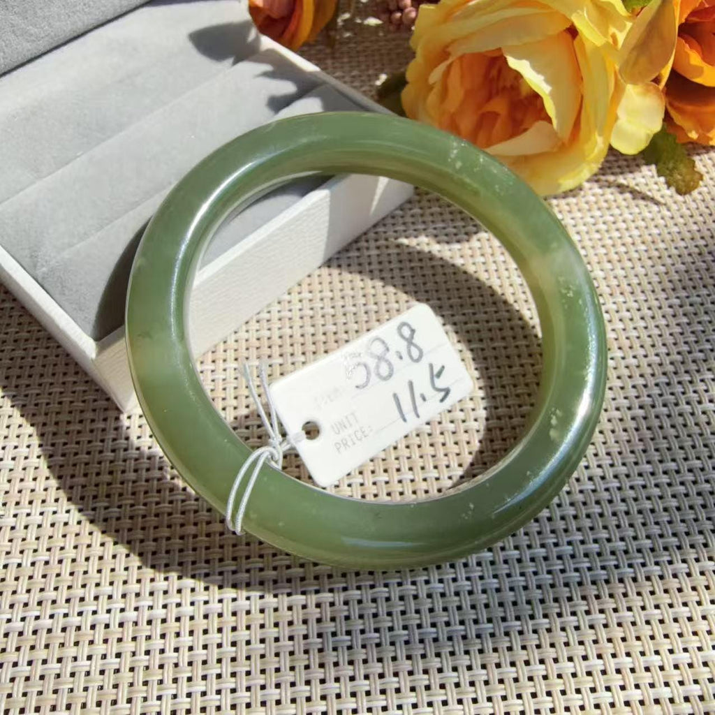Certified Natural Green Jade Bangle , Lake Green Nephrite Jade Bangle , 57-59mm Multiple Sizes Bangle, One of a Kind