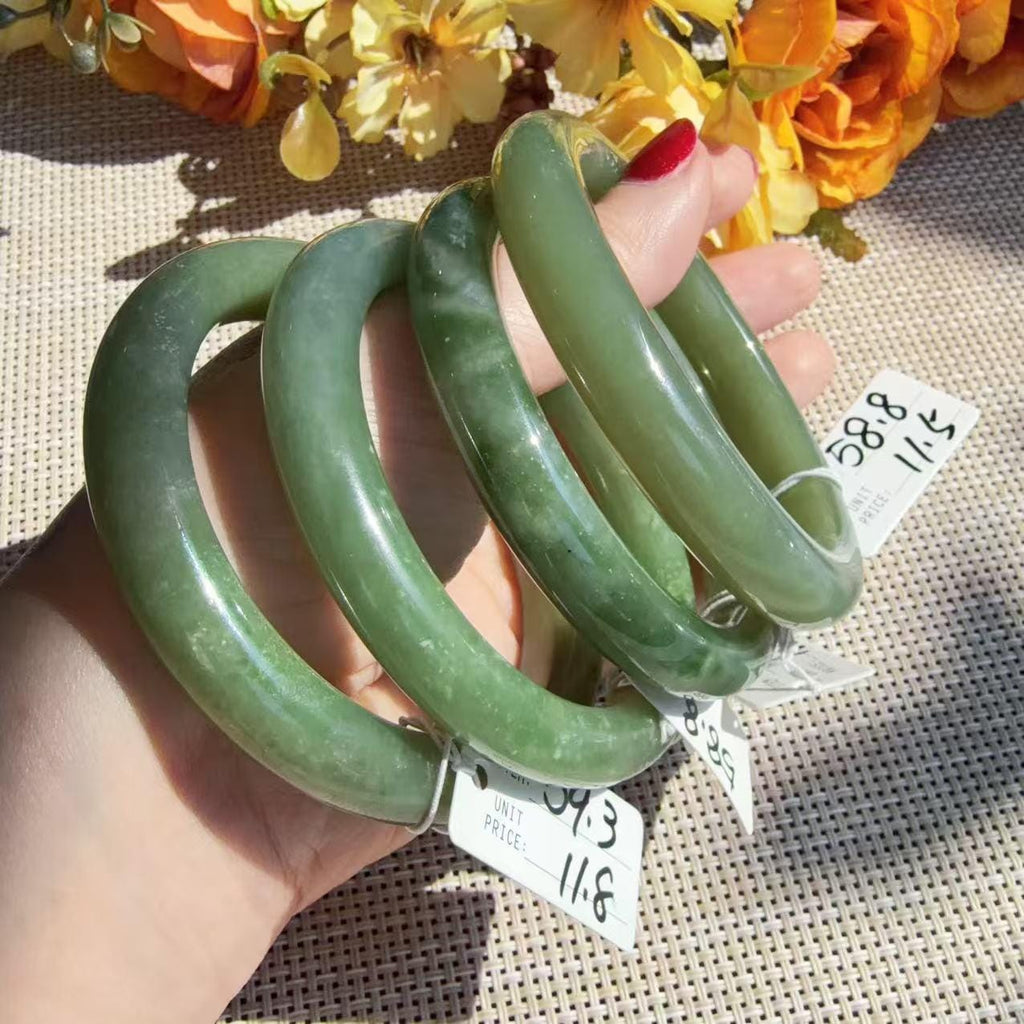 Certified Natural Green Jade Bangle , Lake Green Nephrite Jade Bangle , 57-59mm Multiple Sizes Bangle, One of a Kind