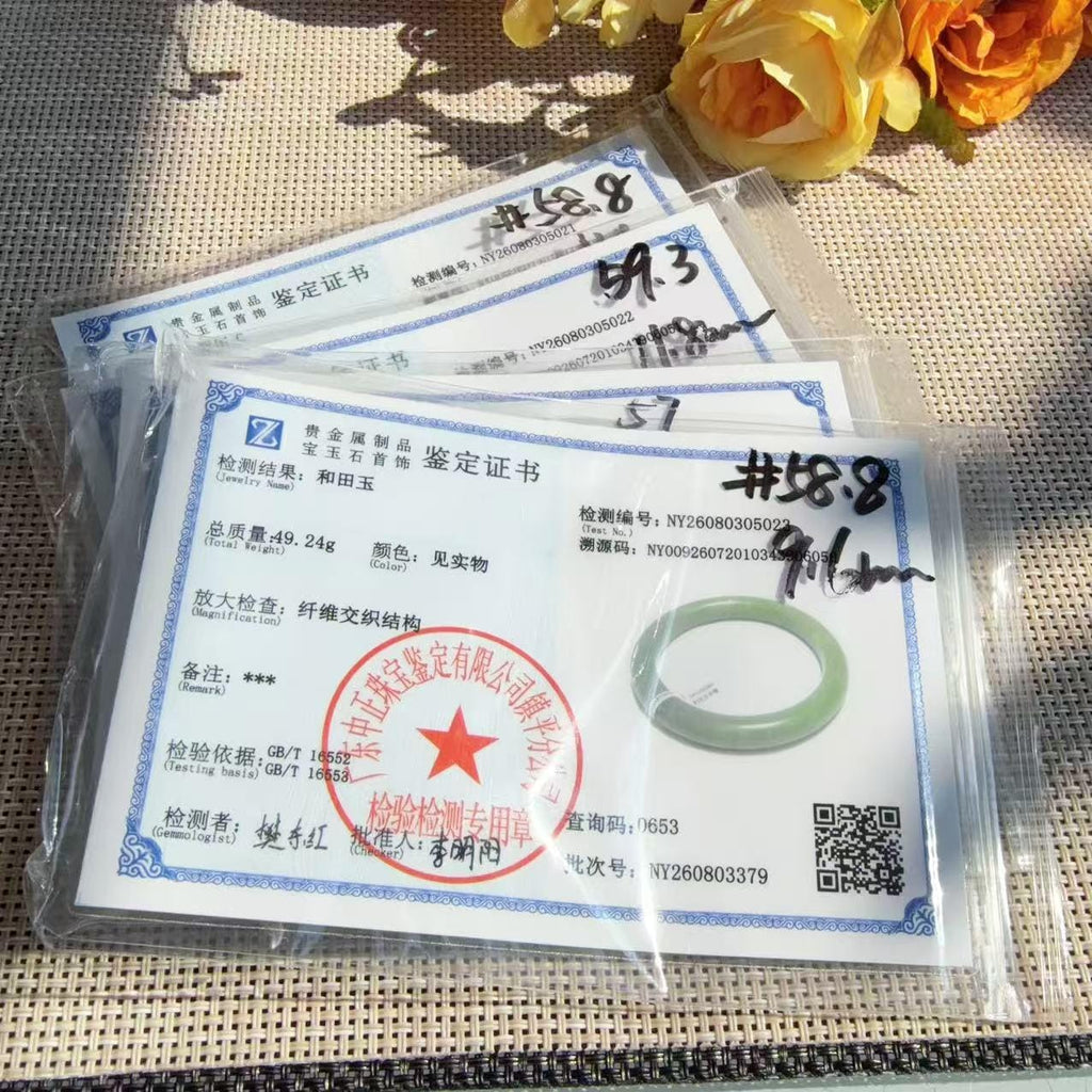 Certified Natural Green Jade Bangle , Lake Green Nephrite Jade Bangle , 57-59mm Multiple Sizes Bangle, One of a Kind