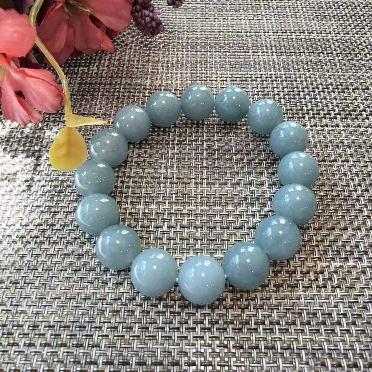 Natural Blue Water Jadeite Bracelet, 12.5–13mm Large Bead Jade Bracelet, Custom Size 6–9 Inches, Minimalist Real Jadeite Bracelet