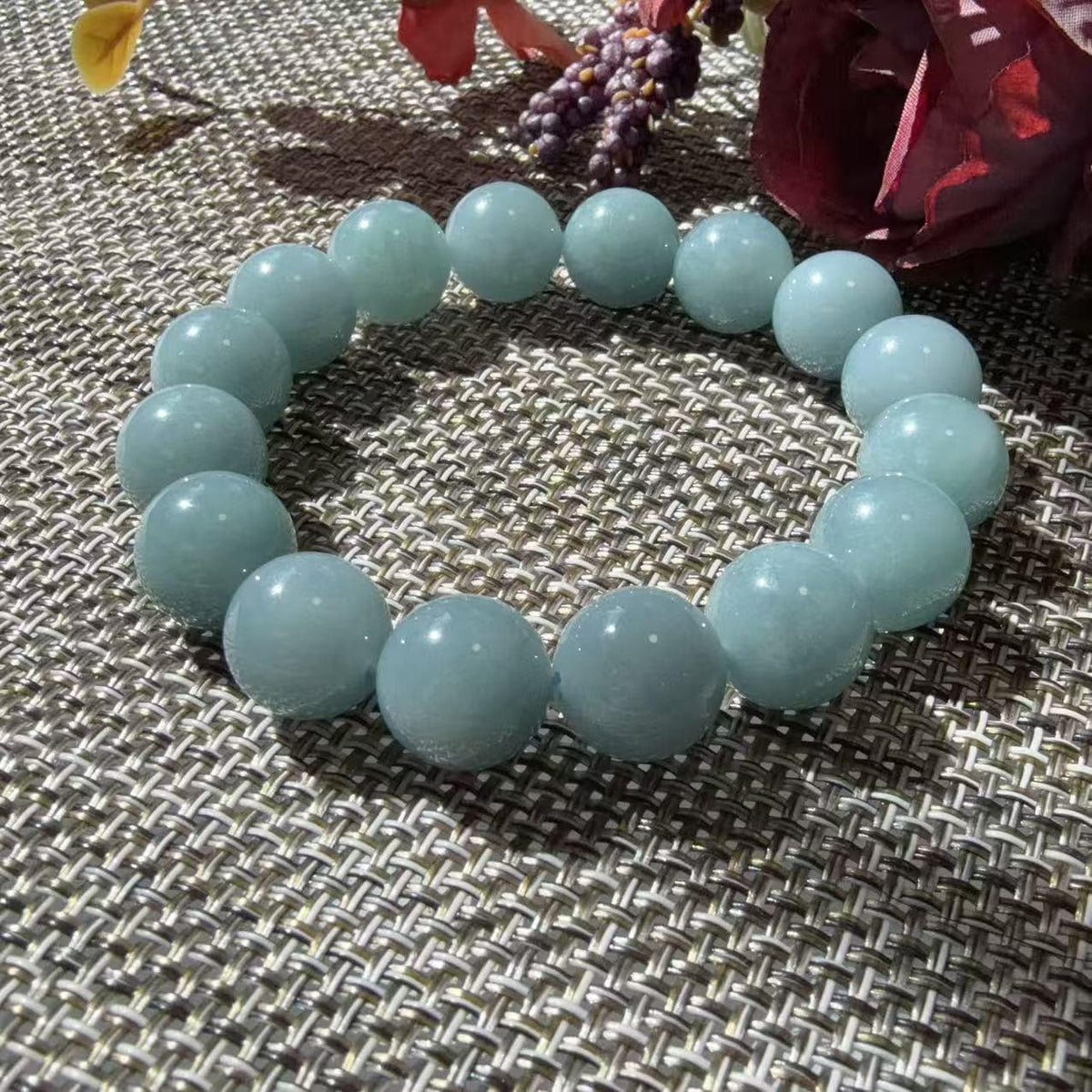 Natural Blue Water Jadeite Bracelet, 12.5–13mm Large Bead Jade Bracelet, Custom Size 6–9 Inches, Minimalist Real Jadeite Bracelet
