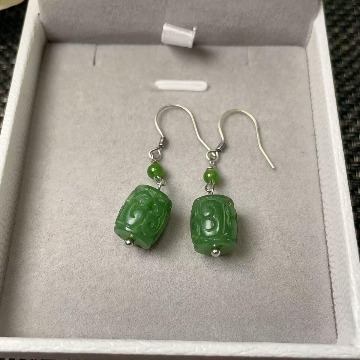 Natural Nephrite Jade Earrings, Green Jade Dangle Earrings, Heart Jade Tassel Earrings, Carved Jade Drop Earrings, Real Jade Gift