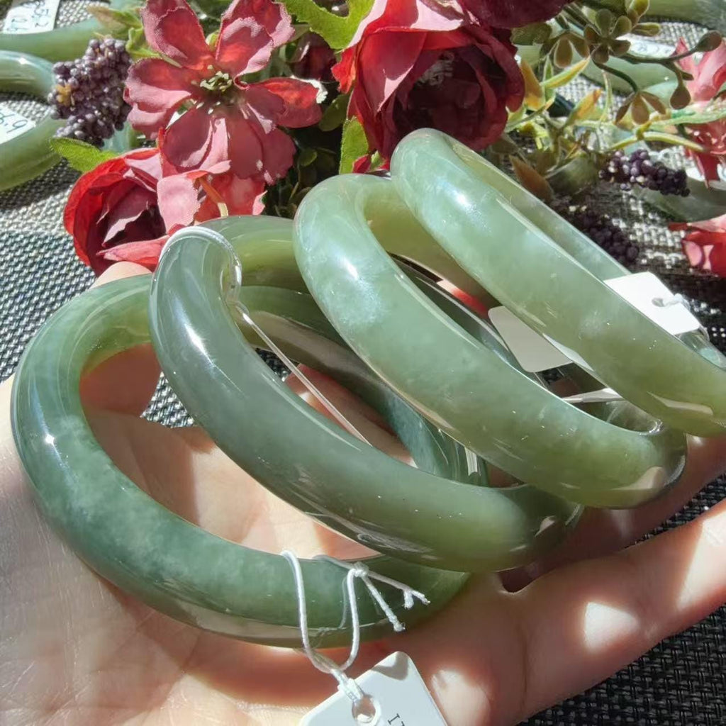 DEAL! Natural Green Nephrite Jade Bangle, Size 55-57mm Lake Green Jade Bracelet, Affordable Everyday Jade Bangle, One of a Kind Jade Jewelry