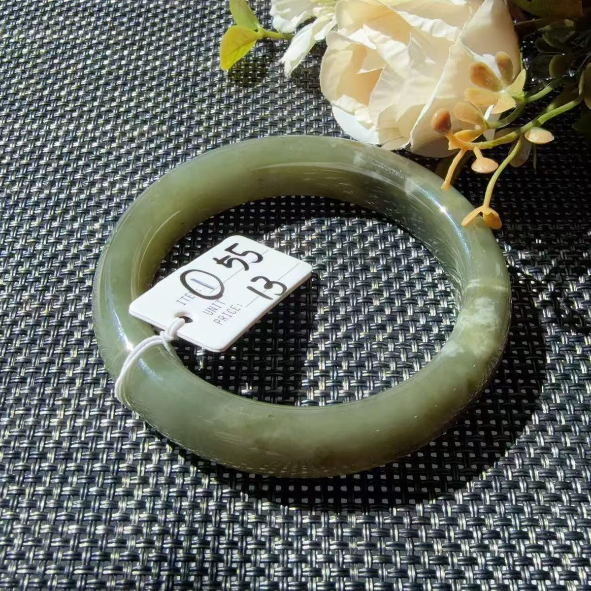 DEAL! Natural Green Nephrite Jade Bangle, Size 55-57mm Lake Green Jade Bracelet, Affordable Everyday Jade Bangle, One of a Kind Jade Jewelry
