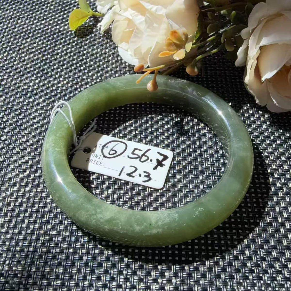 DEAL! Natural Green Nephrite Jade Bangle, Size 55-57mm Lake Green Jade Bracelet, Affordable Everyday Jade Bangle, One of a Kind Jade Jewelry