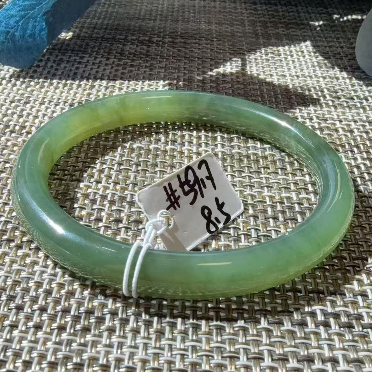 Certified Natural Green Jade Bangle , Iced Lake Green Slim Nephrite Jade Bangle , 53-60mm Size Jade Bangle Bracelet