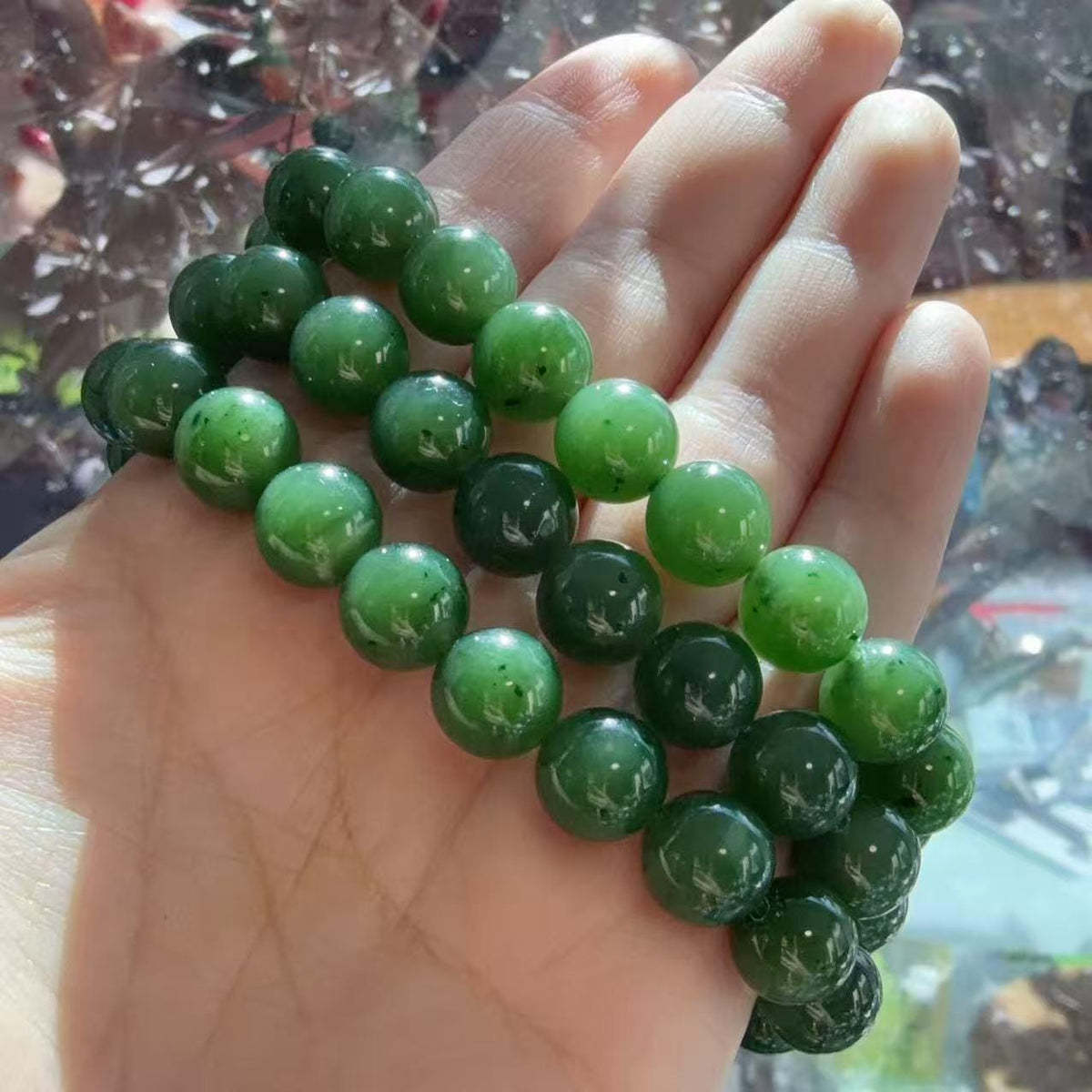 DEAL! Certifeid Green Jade Bracelet ,10mm Green Jade Bracelet , Natural Nephrite Beads, Minimalist Luxury Jewelry, Certified Jade Gift
